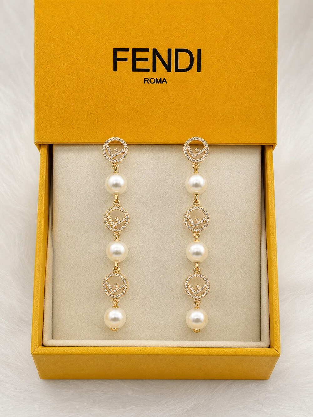 Fendi Modern Designer Earrings Style 1 | New with Box - Picture 2 of 9